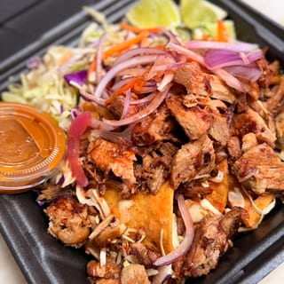 TACOS DE PAPA AHOGADOS W/CARNITAS ON TOP
